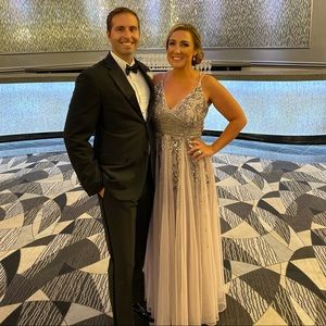 ASOS DESIGN strappy floral embellished maxi dress with flares